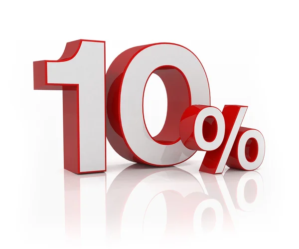 3d - 10 percent - red — Stock Photo, Image