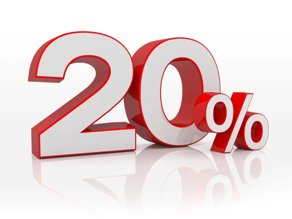 3d - 20 percent - red — Stock Photo, Image