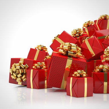 3D - Noel hediyesi - Kırmızı - altın