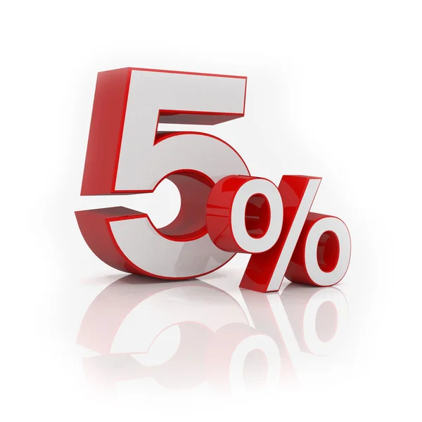 3d - 5 percent - red — Stock Photo, Image