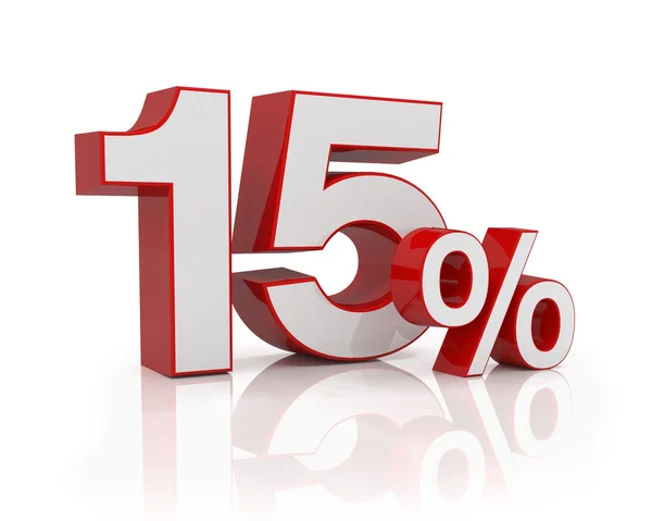 3d - 15 percent - red — Stock Photo, Image