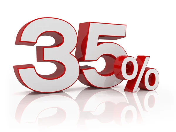 3d - 35 percent - red — Stock Photo, Image