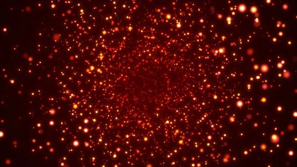 Koyu arkaplanda yüzen parlak kırmızı parçacıklar.