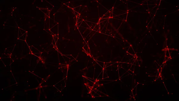 Bağlı çizgi ve noktalardan oluşan kırmızı parlayan pleksus dijital yapı oluşturuyor.
