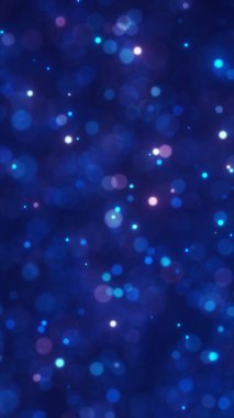 Blue and purple bokeh lights on dark background, soft festive abstract background for holidays.