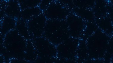 Mavi parlayan parçacıkların soyut animasyonu, yüksek kalitede dinamik bir ağ