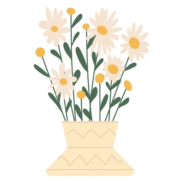 Belle composition floraison avec feuilles et tige isolées sur blanc. Plantes et herbes à fleurs. — Image vectorielle