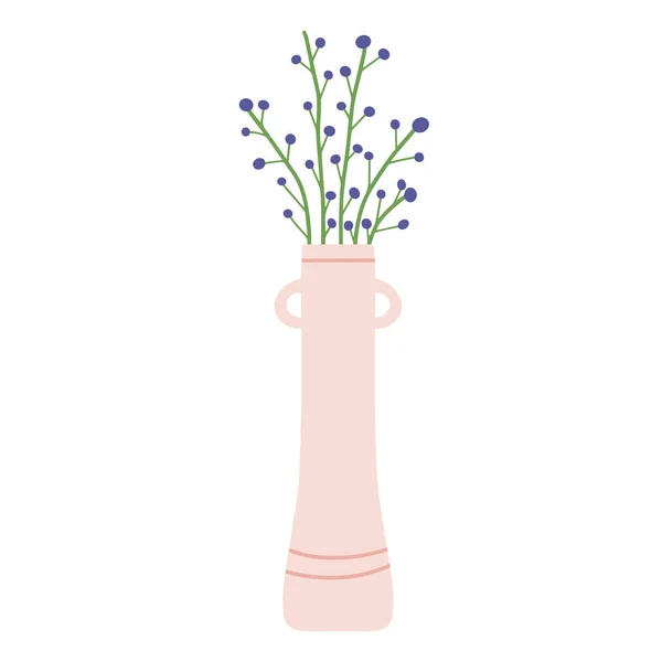 Belle Composition Floraison Avec Feuilles Tige Isolées Sur Blanc Plantes — Image vectorielle