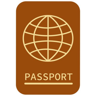 Pasaport vektör elemanı. Düz tasarım stili, uçakla seyahat etmenin modern vektör illüstrasyon simgeleri. Tarz olarak izole edilmiş. Vektör illüstrasyonu