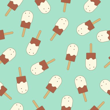 Kusursuz desenli dondurma. Kağıt ve kumaş sarmak için mükemmel. Vektör illüstrasyon tasarım elemanları.