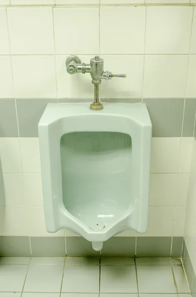 Closeup of the old blue urinals in men's bathroom — Stock Photo, Image