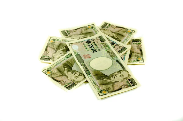 日元在白色背景上的商业 — 图库照片