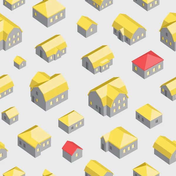 Bezproblémový Vzor Šedými Domy Žlutými Červenými Střechami Vhodné Jako Ikony — Stockový vektor