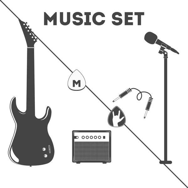 Set di chitarra musicale — Vettoriale Stock