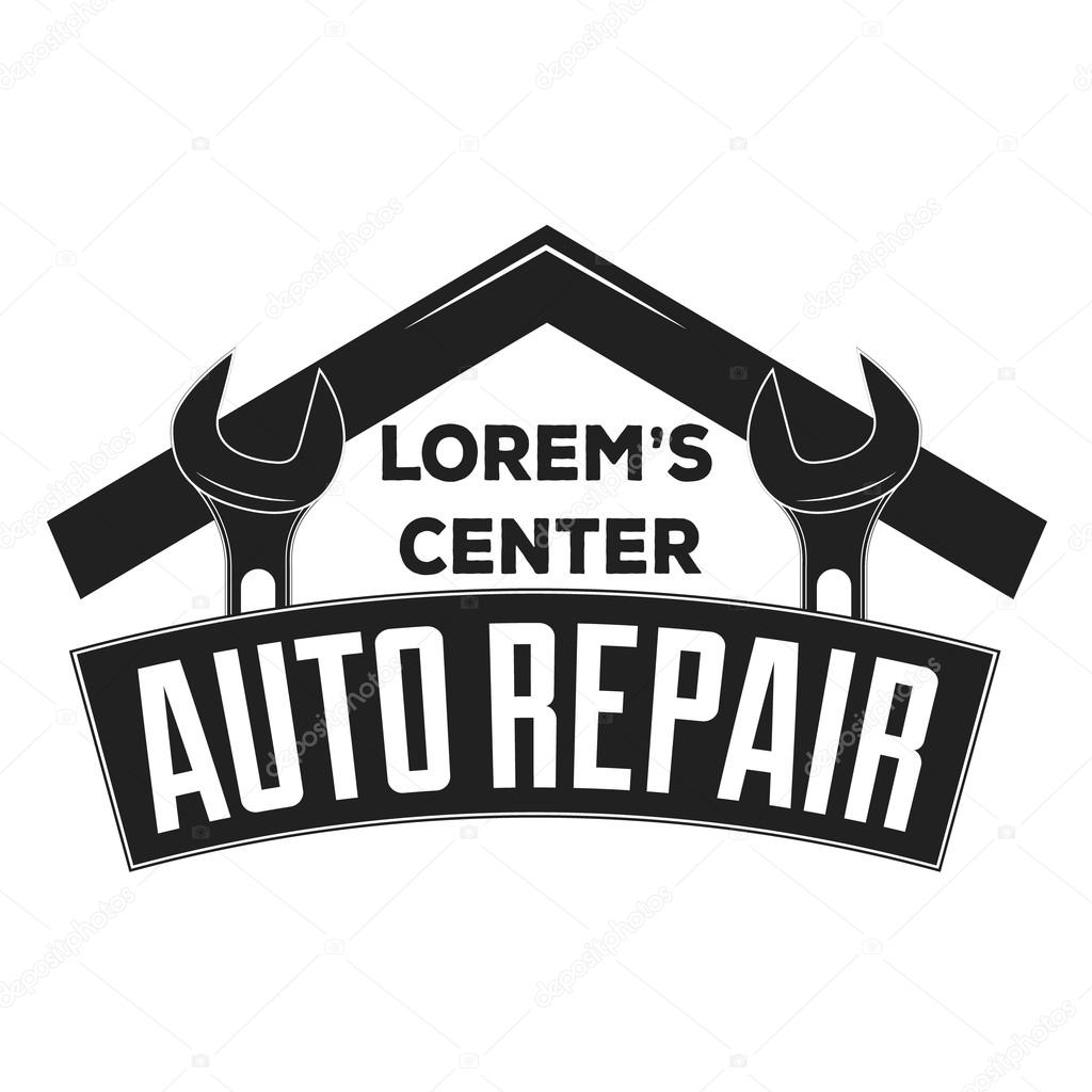 Vintage mechanic auto service repair label, emblem and logo. Vector illustration.  Car service. etc