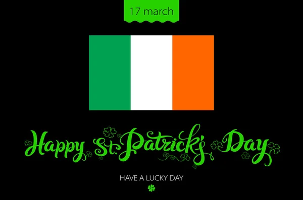 Αγίου Patricks ημέρα φόντο με τη σημαία της Ιρλανδίας εκλεκτής ποιότητας γραμμάτων — Διανυσματικό Αρχείο