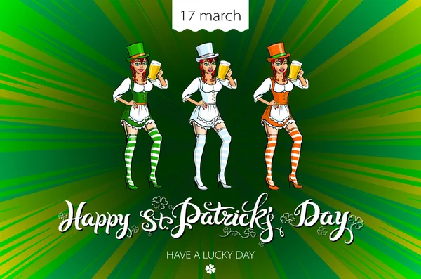 St patricks ημέρα μπύρα κορίτσι — Διανυσματικό Αρχείο