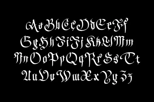 Фантастический готический шрифт. Ретро винтажный алфавит. Специальные буквы на темном фоне. Векторная типография — стоковый вектор