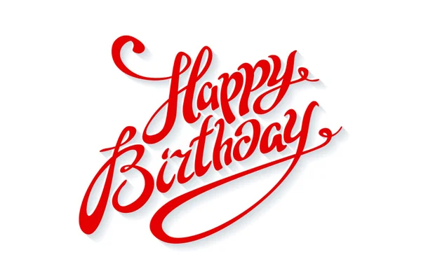 Feliz cumpleaños letras caligrafía vector tarjeta roja — Vector de stock