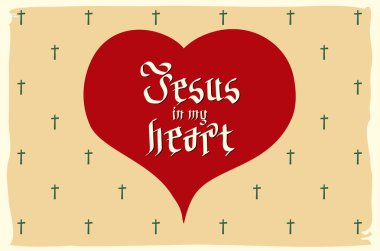 gothic Bible lettering. Christian art. Jesus in my heart. vector vintage card heart retro