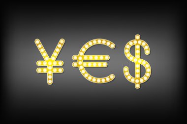 yes in form money symbol, 3d vector vintage