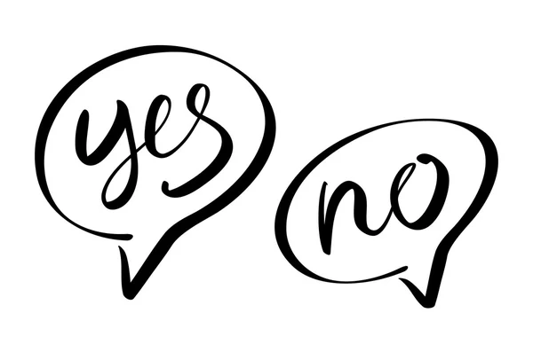 Yes No speech bubbles vector lettering — Stok Vektör