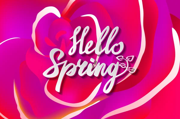 A primavera está no ar. Citação inspiradora sobre a estação da primavera, letras pincel rosa isolado no fundo branco . — Vetor de Stock