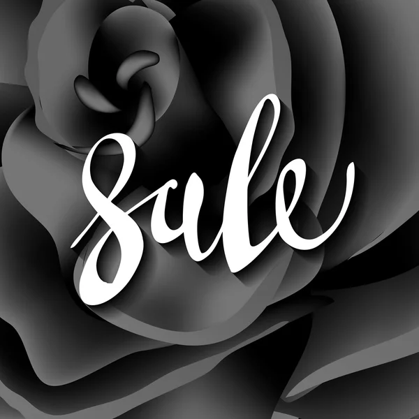 Rose noire vecteur moderne. vente. lettrage — Image vectorielle