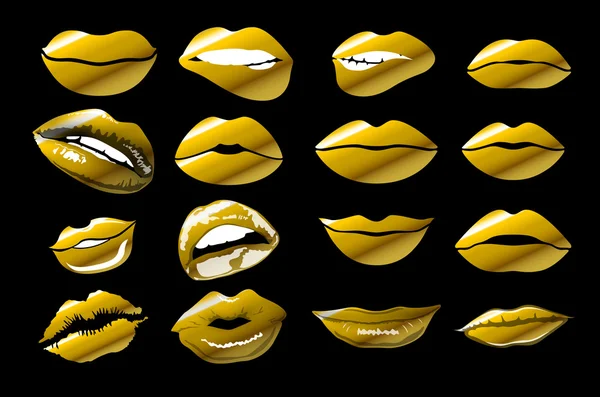 Illustration vectorielle de baiser imprimé avec éclat d'or — Image vectorielle