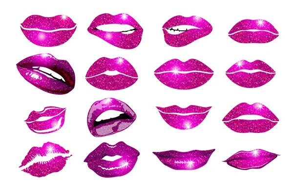 Collage, labios rosados. Elemento brillo de diseño . — Vector de stock