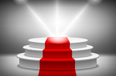 Boş ışıklı podyum ödül töreni için. Vektör çizim.