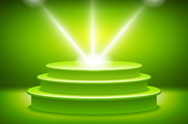 Yeşil aydınlatmalı sahne podyum için ödül töreni vektör çizim