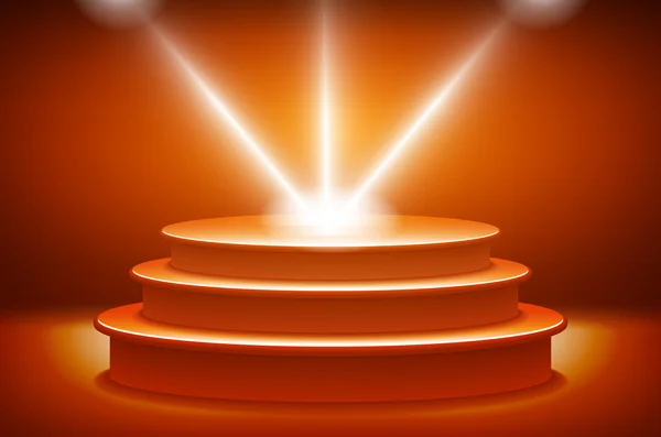 Oranžový Illuminated fázi pódium pro ocenění obřad vektorové ilustrace — Stockový vektor
