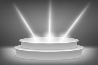 Yuvarlak podyum spot tarafından aydınlatılmış. Vektör görüntü. 