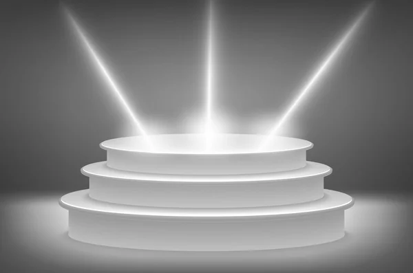 Round podium illuminated by spotlights. Vector Image. — Stock Vector