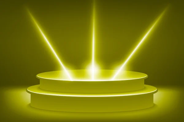 Podium emas dalam bentuk pencahayaan banjir heksagonal - Stok Vektor