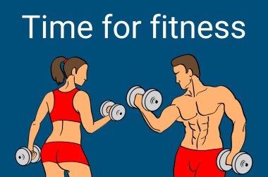 Fitness typographic poster. Time to change your body. Girl with dumbbells. Motivational and inspirational illustration. Lettering. For logo/T-shirt design/gym/bodybuilding or fitness club.