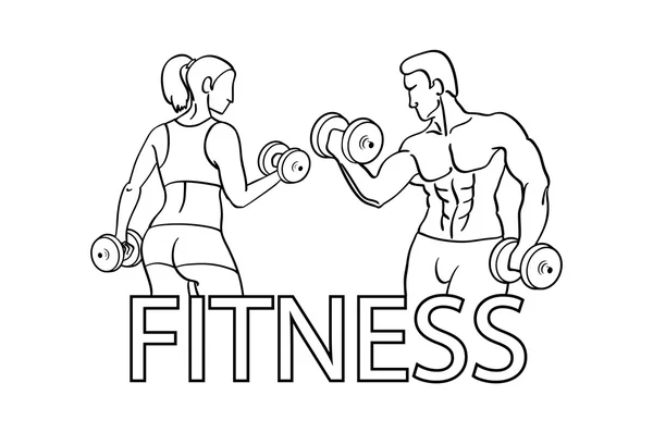 Man en vrouw van fitness silhouet karakter vector ontwerpsjabloon — Stockvector