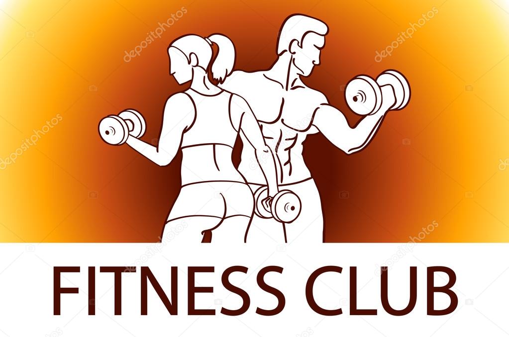 man and woman fitness template gym club logotype sport fitness