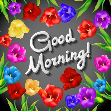 Günaydın, el yazısı, el yapımı el yazısı, vektör illüstrasyonu