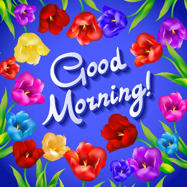 Günaydın - çiçekler lale vektör ile güzel kart 