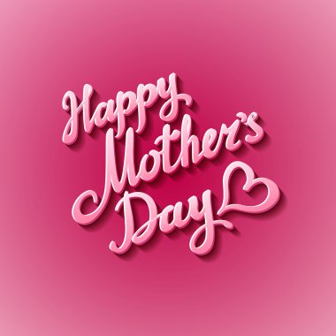 Mutlu anneler günü. Vektör şenlikli tatil illüstrasyon ile yazı ve pembe bir arka plan. Kalp
