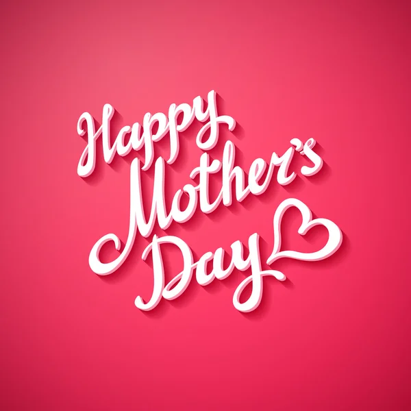 Feliz Día de las Madres. Vector festivo vacaciones ilustración con letras y fondo rosa. Corazón — Vector de stock