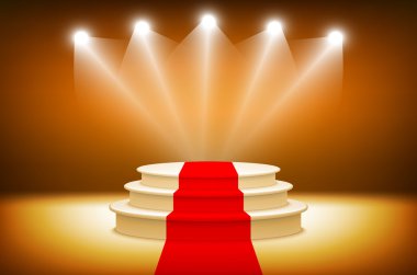 3D aydınlatmalı sahne podyum için ödül töreni vektör çizim