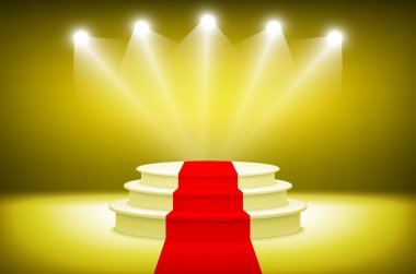 3D aydınlatmalı sahne podyum için ödül töreni vektör çizim