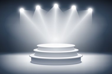 Işıklı sahne podyum için ödül töreni vektör çizim 