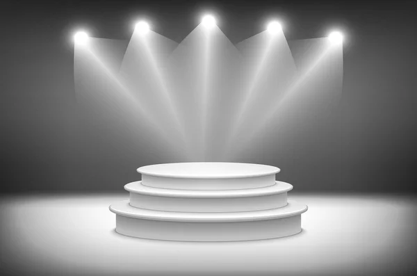 3d isolated Empty white podium on gray background. Vector illustration. — Stock Vector