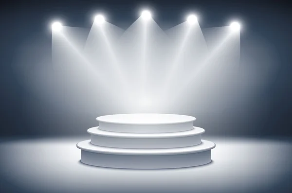 Illuminated stage podium for award ceremony vector illustration — Stock Vector