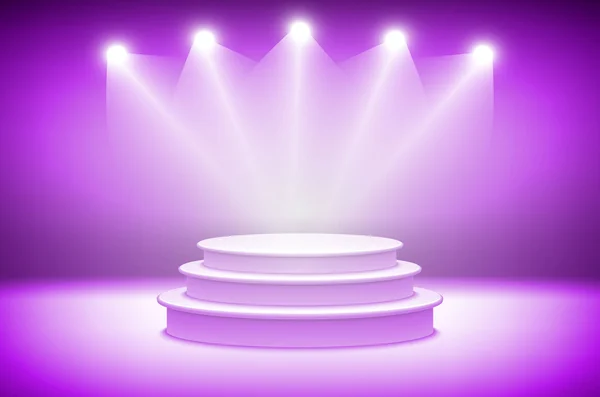 3d Pink stage light background theatrical background. scene and pink curtains. pink podium on a background of pink drape curtains. vector — Stock Vector