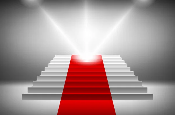 Obraz 3D z czerwonego dywanu na białych schodów wektor — Wektor stockowy